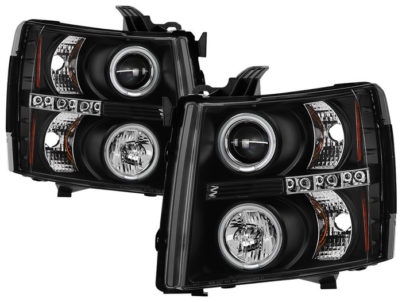 Projectorscheinwerfer mit Dual Angeleyes LED Klarglas Chevrolet Silverado1