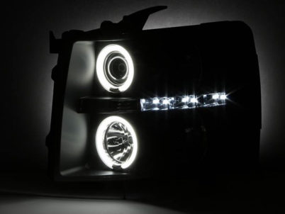 Projectorscheinwerfer mit Dual Angeleyes LED Klarglas Chevrolet Silverado1