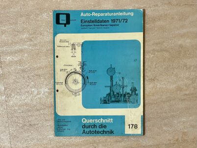 Einstelldaten 1971 1972 von EU USA J Autos Bucheli 178