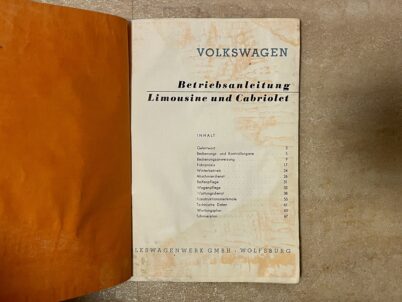 VW Kaefer Betriebsanleitung Bedienungsanleitung Limousine Cabriolet April ab 1954