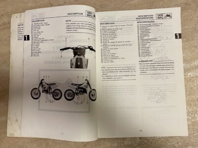 Yamaha YZ125 1989 Motocross FAHRER- UND WARTUNGSHANDBUCH DEMONTAGE UND MONTAGE AUSGABE