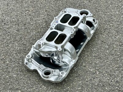 Edelbrock 7525 hochglanzpoliert Dual-Quad Air-Gap Ansaugspinne Chevrolet Small Block 55-86