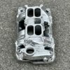 Edelbrock 7525 hochglanzpoliert Dual-Quad Air-Gap Ansaugspinne Chevrolet Small Block 55-86