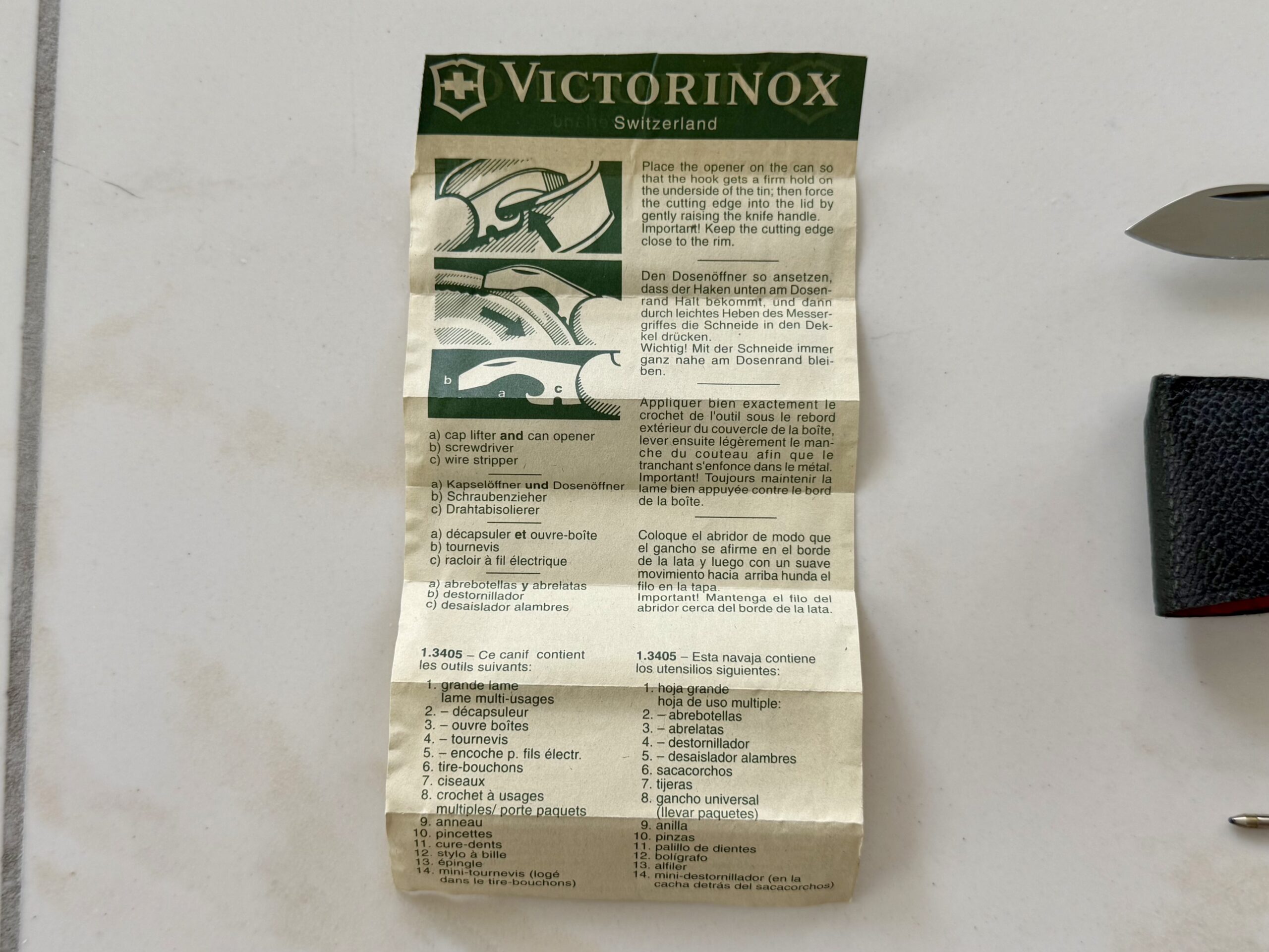 Original Victorinox Bedienungsanleitung Werkzeugübersicht Modell 13405 Compact Schweizer Taschenmesser Original Victorinox Bedienungsanleitung Werkzeugübersicht Modell 13405 Compact Schweizer Taschenmesser